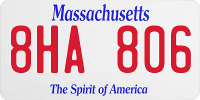 MA license plate 8HA806