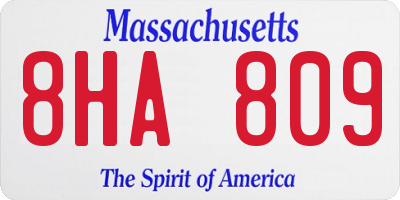 MA license plate 8HA809