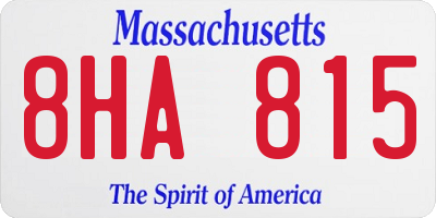 MA license plate 8HA815