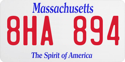 MA license plate 8HA894