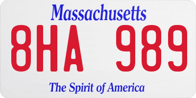 MA license plate 8HA989