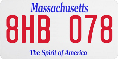 MA license plate 8HB078