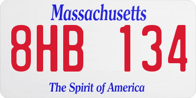 MA license plate 8HB134