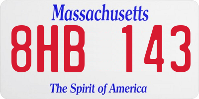 MA license plate 8HB143