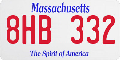MA license plate 8HB332