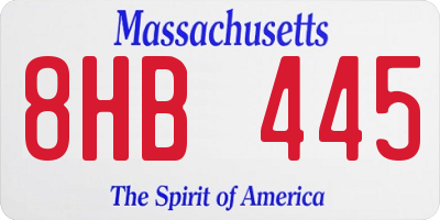 MA license plate 8HB445
