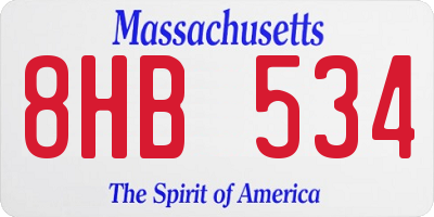 MA license plate 8HB534