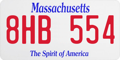 MA license plate 8HB554