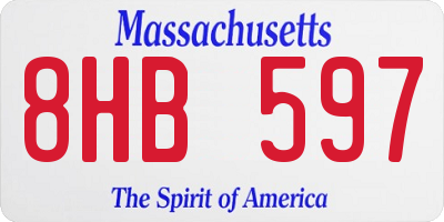 MA license plate 8HB597