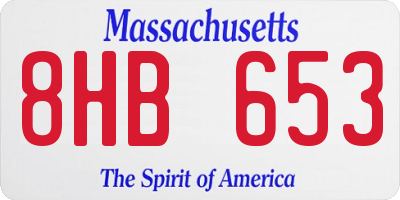 MA license plate 8HB653