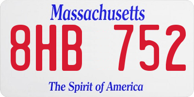 MA license plate 8HB752