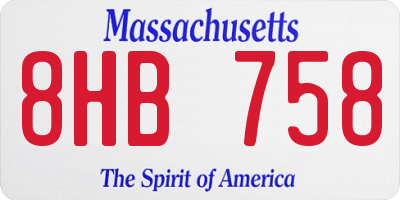 MA license plate 8HB758