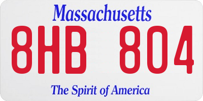 MA license plate 8HB804