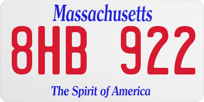 MA license plate 8HB922