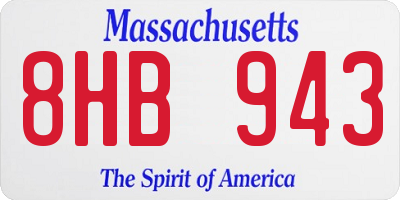 MA license plate 8HB943