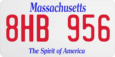 MA license plate 8HB956