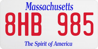 MA license plate 8HB985