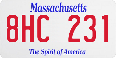 MA license plate 8HC231