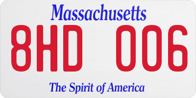 MA license plate 8HD006