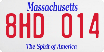 MA license plate 8HD014