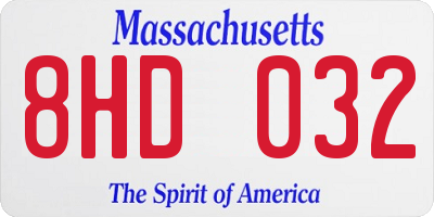 MA license plate 8HD032