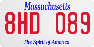 MA license plate 8HD089