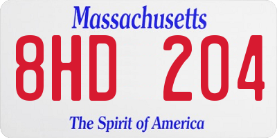 MA license plate 8HD204