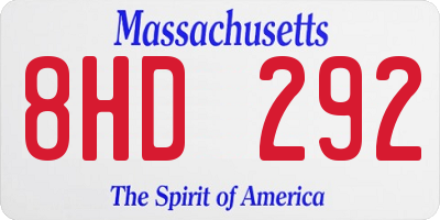 MA license plate 8HD292