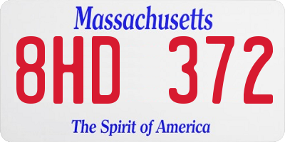 MA license plate 8HD372