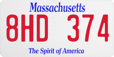 MA license plate 8HD374