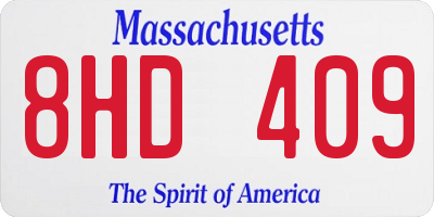 MA license plate 8HD409
