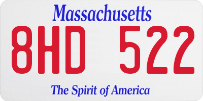 MA license plate 8HD522