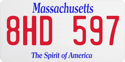 MA license plate 8HD597