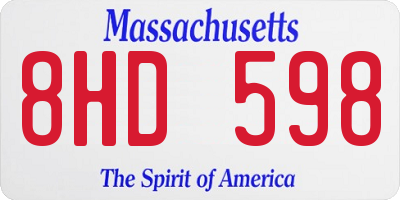MA license plate 8HD598