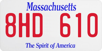 MA license plate 8HD610