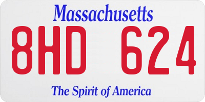 MA license plate 8HD624