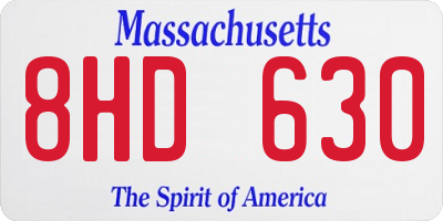 MA license plate 8HD630