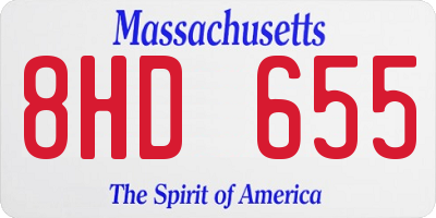 MA license plate 8HD655
