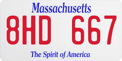 MA license plate 8HD667