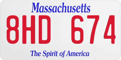 MA license plate 8HD674