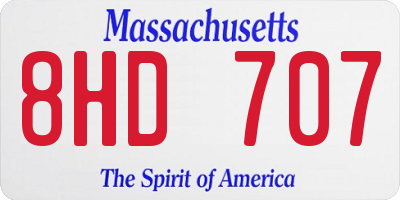 MA license plate 8HD707