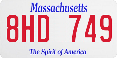 MA license plate 8HD749