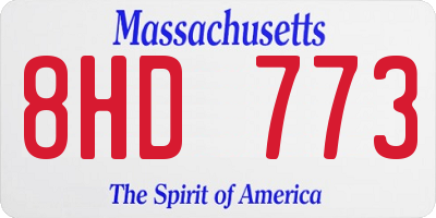 MA license plate 8HD773