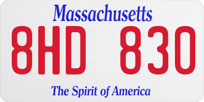 MA license plate 8HD830