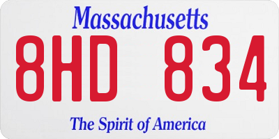 MA license plate 8HD834