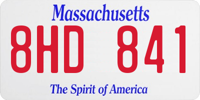 MA license plate 8HD841