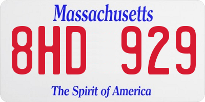 MA license plate 8HD929
