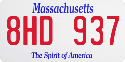 MA license plate 8HD937