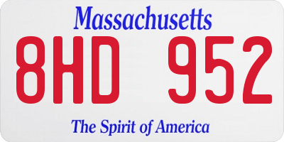 MA license plate 8HD952