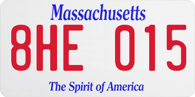 MA license plate 8HE015
